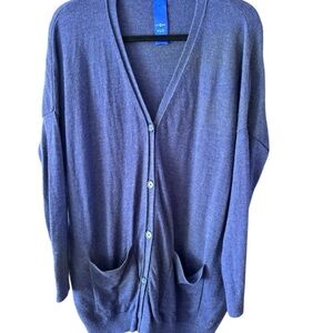 Kit and Ace Blue Merino Blend Long Cardigan X/XS